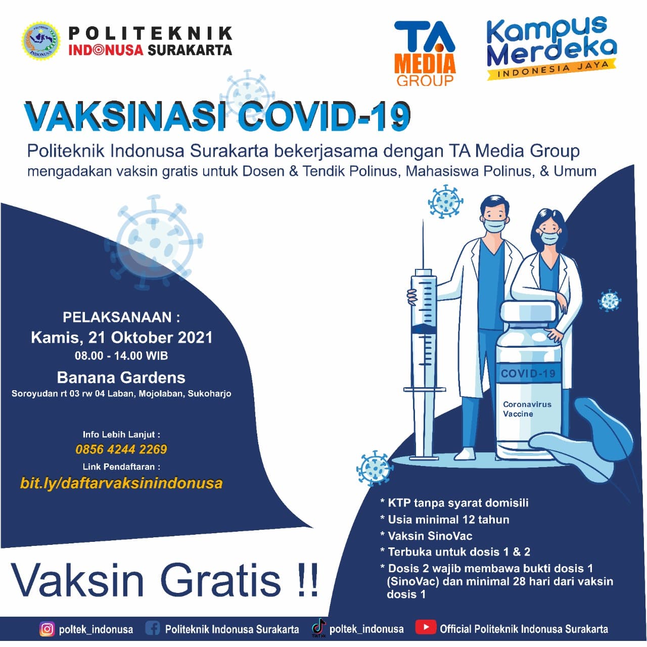 Polinus dan TA Media Group Mengadakan Vaksinasi Gratis Polinus dan TA Media Group Mengadakan Vaksinasi Gratis
